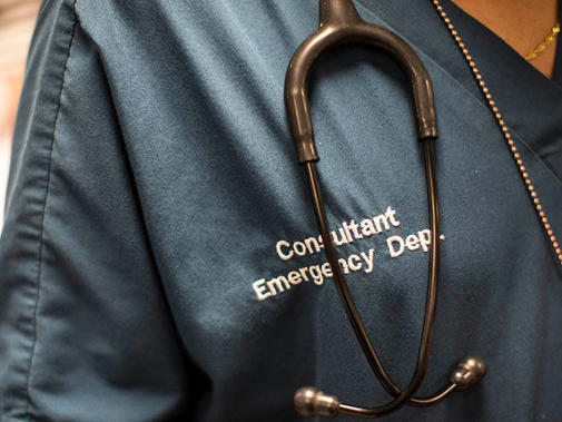 Consultant in scrubs