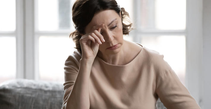 Frustrated Woman Looking Down