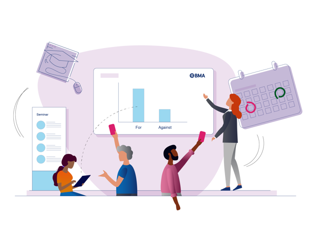 Illustration of doctors giving and attending events