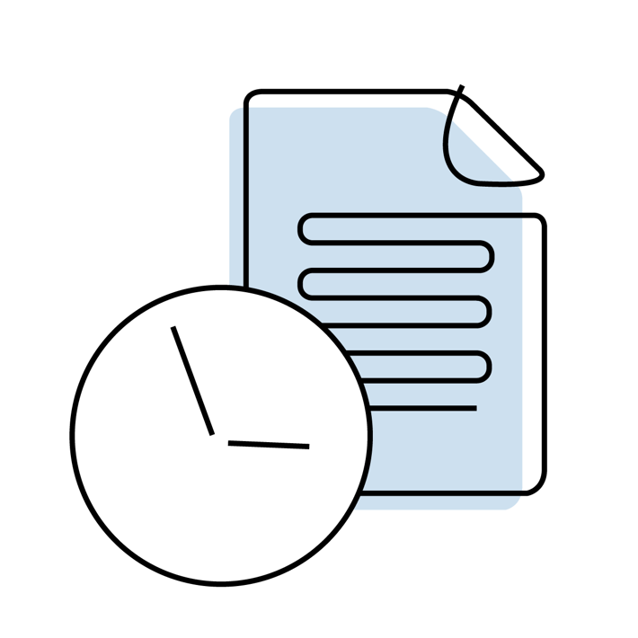 Clock and document article illustration
